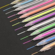 Resim 12 Metal Jel Kalem, Simli Gökkuşağı Jel Kalemler, Yetişkin Boyama, Grafiti, Scrapbooking, Kart Yapımı, İllüstrasyon, Okula Dönüş Günlük Yazısı için Uygun 