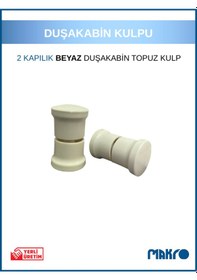 Resim 2 Kapılık Duşakabin Topuz Kulp Beyaz Cam Duşakabin Kulpu Beyaz 