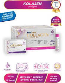 Resim Wellcare Collagen Beauty Boost Plus Karpuz Nane Aromalı 10.000 mg Likit Form - 30 Tüp & 30 Silisyum Kapsül 