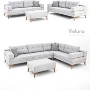 Resim Velura Home & Living Zeri Yataklı Puzzle Modüler Köşe Koltuk Takımı & Puflu Köşe Takımı - Koyu Gri 