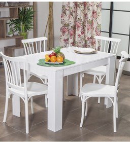 Resim Arda / Violet Mutfak Masa Takımı 4 Sandalye 1 Masa - Beyaz 