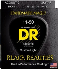 Resim Bka-11 Black Beauties Siyah Akustik Gitar Teli Custom Light 11-50 