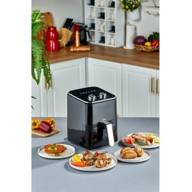 Resim Taç Power Xl Air Fryer Sıcak Hava Fritözü Siyah 5.5 Litre Geniş Kapasite 1700W Yağsız Pişirme Teknolojisi + Hediye Ahşap Mutfak Kesme Tahtası 