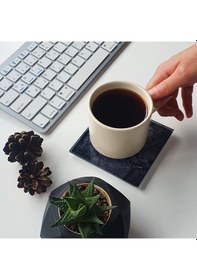 Resim Decorita Cam Bardak Altlığı Doğal Taş Desen 4'lü Takım 10 x 10 CM Çok Renkli 