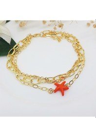 Resim Altın Kaplama Zincir Turuncu Renk Deniz Yıldızı Kadın Halhal Sarı 