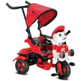 Resim Babyhope Yupı 125 Yupi Panda Ebeveyn Kontrollü Tenteli Müzikli Tricycle Üç Teker Bisiklet - Kırmızı/Siyah 