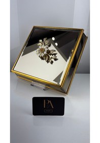 Resim Aynalı Kutu Gondol Şekerlik Sunumluk Söz Nişan Kız İsteme Çikolatalık Dekoratif Obje Biblo Süs Eşya 47 Gold 