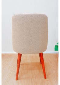 Resim Mutfak Sandalye Kılıfı-büyük Oval Likral Kum Desen Yıkanabilir Lastikli Sandalye Örtüsü Chair Cover Vizon 
