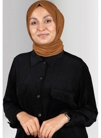 Resim Hürrem Bone Hardal Düz Klasik Şal Viskon Kumaş Likralı Penye 202101_43 Hardal 