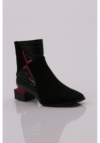 Resim Dgn 302-22k Kadin Yandan Fermuarli Aksesuarli Çerçeve Topuklu Bot 302-1922-R13320 Siyah - Kırmızı 