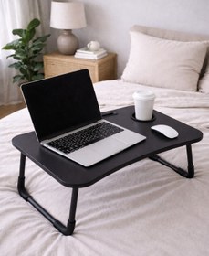 Resim hodbehod Yatak Koltuk Üstü Laptop Tablet Sehpası Katlanır Siyah Ayaklı Çalışma Kahvaltı Masası 