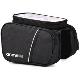 Resim Anmeılu 7003 Bisiklet Ön Kiriş Bisiklet Çantası Dokunmatik Ekran Su Geçirmez 6 Inç Telefon Çantası - Siyah 