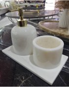 Resim Sümeyra Marble Art Beren - Beyaz Mermer Banyo Seti 3'lü 