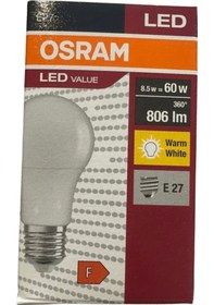 Resim Osram 8.5w 60w Sarı Işık E27 Duylu Klasik Led Ampul 3 Adet 