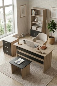 Resim Robin Home Verona Abcde Ofis Büro Masa Takımı Makam Takımı Meşe Siyah 
