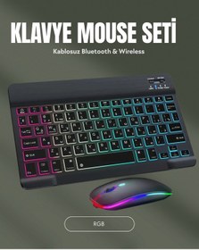 Resim Tek Rgb Aydınlatmalı Şarjlı Kablosuz Klavye Ve Mouse Seti Modern Ve Kompakt Tasarım Najmaddin 