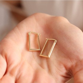 Resim Sembol Gold Altın Halka Küpe Rectangle 2.0 cm 