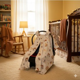 Resim Gökkuşağı ve Yıldızlar Deseni Pamuk Müslin Kumaş Puset Örtüsü Rüya Temalı Puset Örtüsü Beyaz 