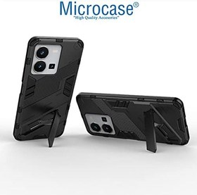 Resim Microcase Vivo Y22S /Vivo Y22 4G /Vivo Y35 Matrix Serisi Armor Standlı Perfect Koruma Kılıf - Siyah AL3416 