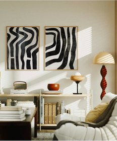 Resim Çerçevesiz Poster Monokrom Zebra Çizgileri 2'li 