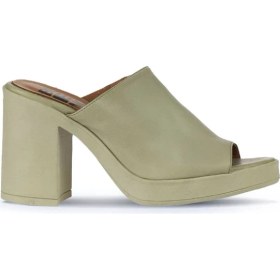 Resim Bueno Shoes Haki Deri Kadın Topuklu Terlik 01WY12306 01WY12306 