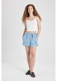 Resim DeFacto Yüksek Bel Tensel Şort B5804AX24SMNM39 Mavi 