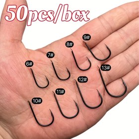 Resim Balıkçılık için 50 adet Büyük Siyah Karbon Çelik Üçlü Kanca - Keskin, Dayanıklı ve Çok Yönlü Boyutlar (1#, 6#, 8#, 10#, 12#, 14#) - Deniz, Sazan ve Tatlısu Balıkçılığı İçin Mükemmel 