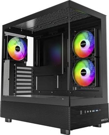 Resim MONTECH XR, ATX Mid-Tower PC Oyun Kasası, 3 x 120mm ARGB PWM Fanlar Önceden Yüklenmiş, Tam Görünüm Çift Temperli Cam Panel, Ahşap Tahıl Tasarım G/Ç Arabirimi, 4090 GPU'ları Destekleyin, 360mm Radyatör 