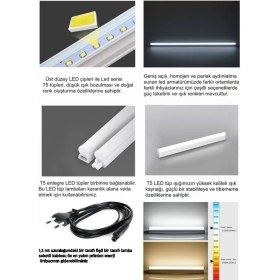 Resim GRNLight 30-60-90-120 cm Anahtarlı Mutfak Tezgah Aydınlatması-Tak Çalıştır-1,5 mt Enerji Kablolu 