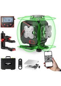 Resim Kobb Kbl36g Şarjlı Lcd Ekran Otomatik Hizalamalı Yeşil Çapraz Çizgi Lazer Distomat + Uzaktan Kumanda + Taşıma Çantası 