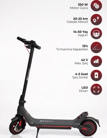Resim PiranTech A1 Elektrikli Scooter 350W Güç - Kırmızı 