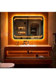Resim Recta Amber Led'li Kumlamalı Lavabo & Banyo Aynası Dokunmatik Sensörlü 80 X 60 Turuncu 