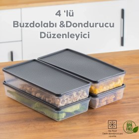 Resim Porsima 1101 4 Lü Dikdörtgen No-Frost Derin Dondurucu Çok Amaçlı Yiyecek Saklama Kabı Seti 