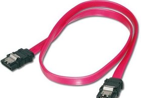 Resim AK-400102-008-R Serial ATA Kablosu, 0.75 metre, SATA 7 pin Dişi - SATA 7 pin Dişi , Yassı Tip Kablo, Metal Mandallı, SATA II/III, UL, kırmızı renk 
