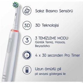 Resim Oral-B Pro 3500 Elektrikli Beyaz Diş Fırçası + Seyahat Kabı 