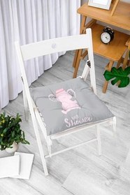 Resim RealHomes Pembe Zeminde Aydaki Fil Desenli Bebek Odası Pofidik Sandalye Minderi 