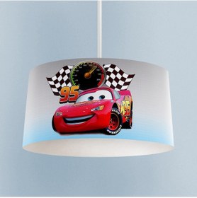 Resim Mekta Home Bebek Ve Çocuk Odası Gri Mavi Mcqueen Desenli Avize Renkli 