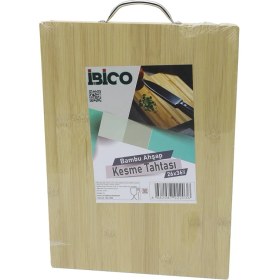 Resim MERİVİA 26X36 x 1.7cm Lux Ahşap Bambu Kesim Panosu - Kesme Tahtası Metal Kulplu (5405) 