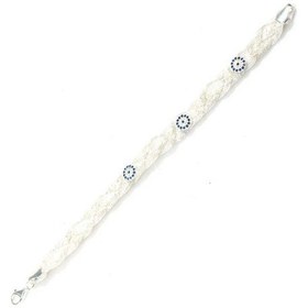 Resim 925 Ayar Gümüş Nazar Boncuğu 6 Telli El İşi Örgü Bileklik 