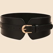 Resim 1 adet Şık Erkek Beli Sıkıcı Kemer, Suni Deri, Oval Alaşım Toka, Standart Boy, Zayıflama Etkisi için Moda Aksesuar 