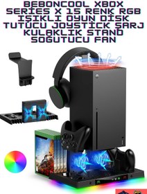 Resim beboncool Xbx-023s Disk Tutucu Kulaklık Askısı Joystick Şarj Xbox Series X Rgb Soğutucu Fan Stand 