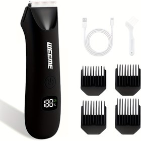 Resim WEEME 1 Adet Unisex Elektrikli Vücut Tüy Makinesi - Özel & Tam Vücut Bakımı için, LCD Güç Göstergesi, LED Işık & Seyahat Kilidi, Koltukaltı/Göğüs/Bacak/Bikini Çizgisi İçin Güvenli, USB Şarj Edilebilir 