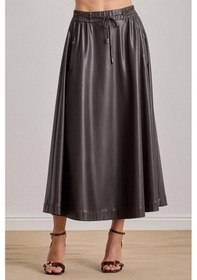 Resim Maxi Kahverengi Deri Etek Kahverengi 