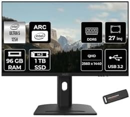 Resim MSI Modern AM273QP AI Ultra 5 125H 96GB 1TB SSD 27" WQHD 100Hz FDOS All in One Bilgisayar & USB 