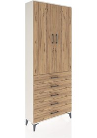 Resim Arges Dolap 2 Raflı 5 Çekmeceli Tek Askılı 88x30x221 Aytaşı-çam Aytaşı 