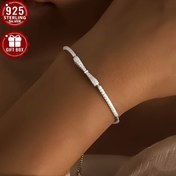 Resim Şık ve Çok Yönlü Çekme Stili S925 Gümüş 5A Zirkon Taşlı Mikro Kaplama Kadın Bileklik, Zarif ve Lüks Niche Tasarım 