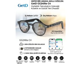 Resim Getd Bluetooth Kulaklıklı Akıllı Gözlük - 2'si 1 Arada Kablosuz Kulaklık + Gözlük | Müzik, Arama, AI Çeviri FOTOKROMİK AKILLI LENS, Güneşte Koyu, İçeride Şeffaf ,Tek Gözlükle Tüm Gün Konfor 