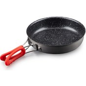 Resim Vkemall Taş Mutfak Taşlı Dışarıda Kullanıma Uygun Hafif Alüminyum Pişirme Tavası, Katlanabilir Tutamaklı, Yağsız Yüzeyli, 18 Cm Çok Renkli 