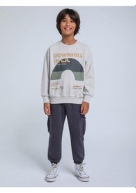 Resim Jack Lions Erkek Bebek Downhill Yazılı Sweatshirt-14342 Gri 