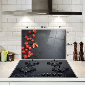 Resim Decorita Çilek Desen | Cam Ocak Arkası Koruyucu | 40CM x 60CM 